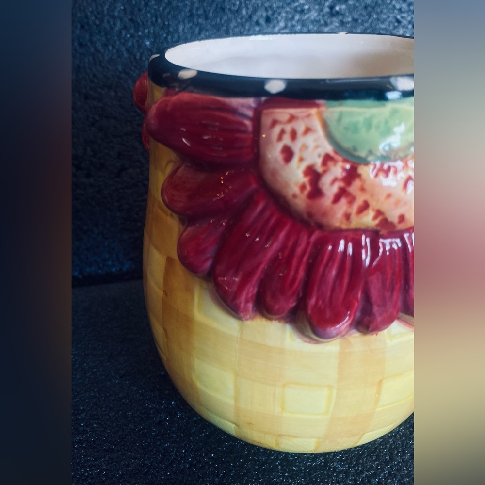 Pier 1 Imports Ceramic Floral Basket Raised Design Coffee/Tea Mug - Picture 2 of 7